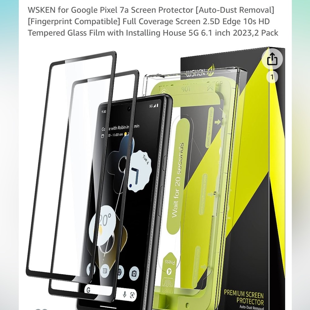 WSKEN for Google Pixel 7a Screen Protector Fingerprint Compatible